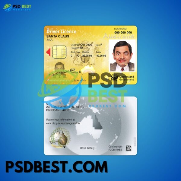 Australia Queensland Driving License Fully Editable PSD Template