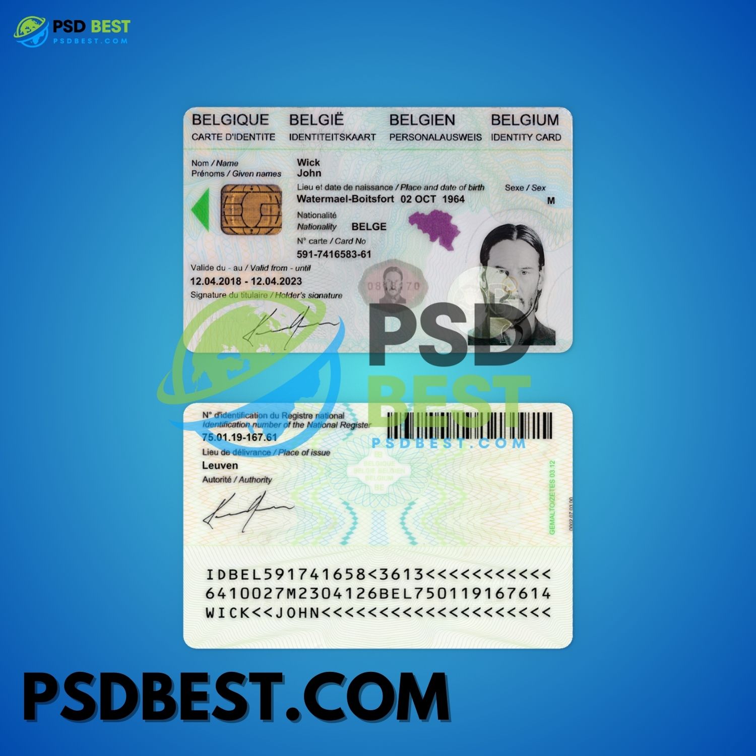 Belgium Fake ID Card Fully Editable PSD Template V3 PSD BEST